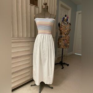 NWOT Anthropologie Strapless Midi Rainbow Dress